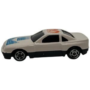 Vintage 1980s White #40 Racing Diecast Car with Blue Stripe Graphics
